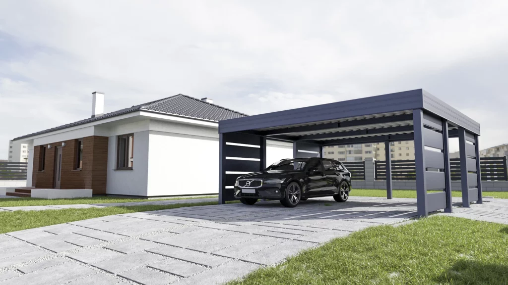 Carport - wiata dwustanowiskowa 6x6 - 4x ścianki modern