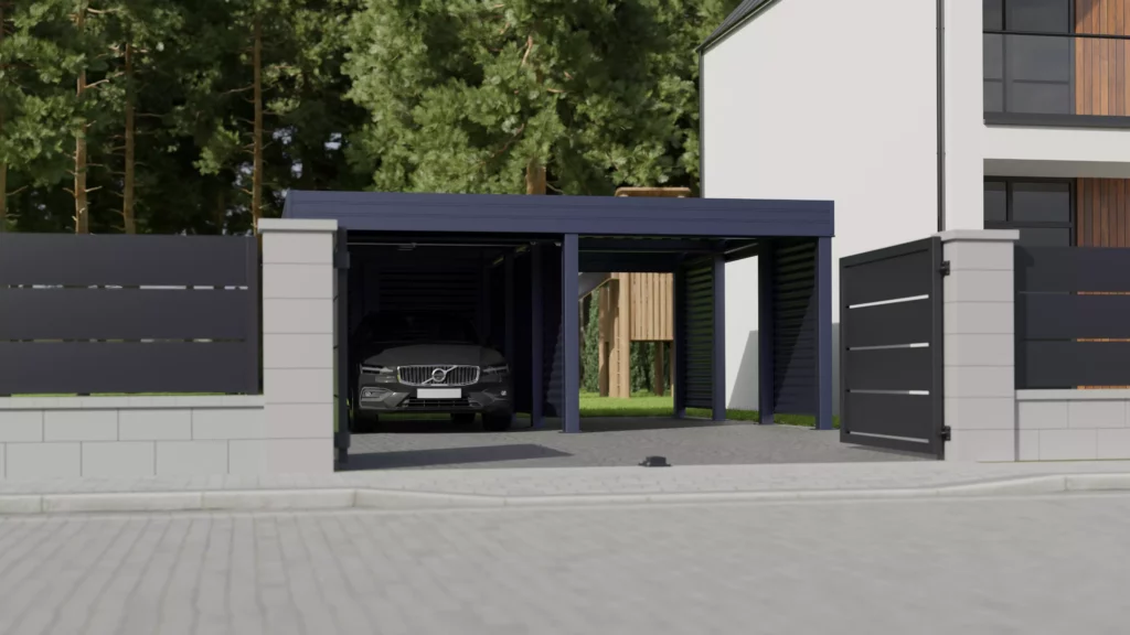 Wiata garażowa - Carport dwustanowiskowy - Wizualizacja