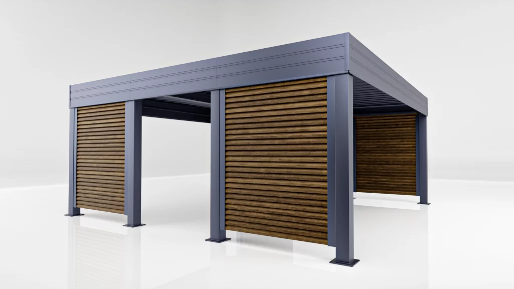 Wiata garażowa - Carport dwustanowiskowy Żaluzja Drewno (2)