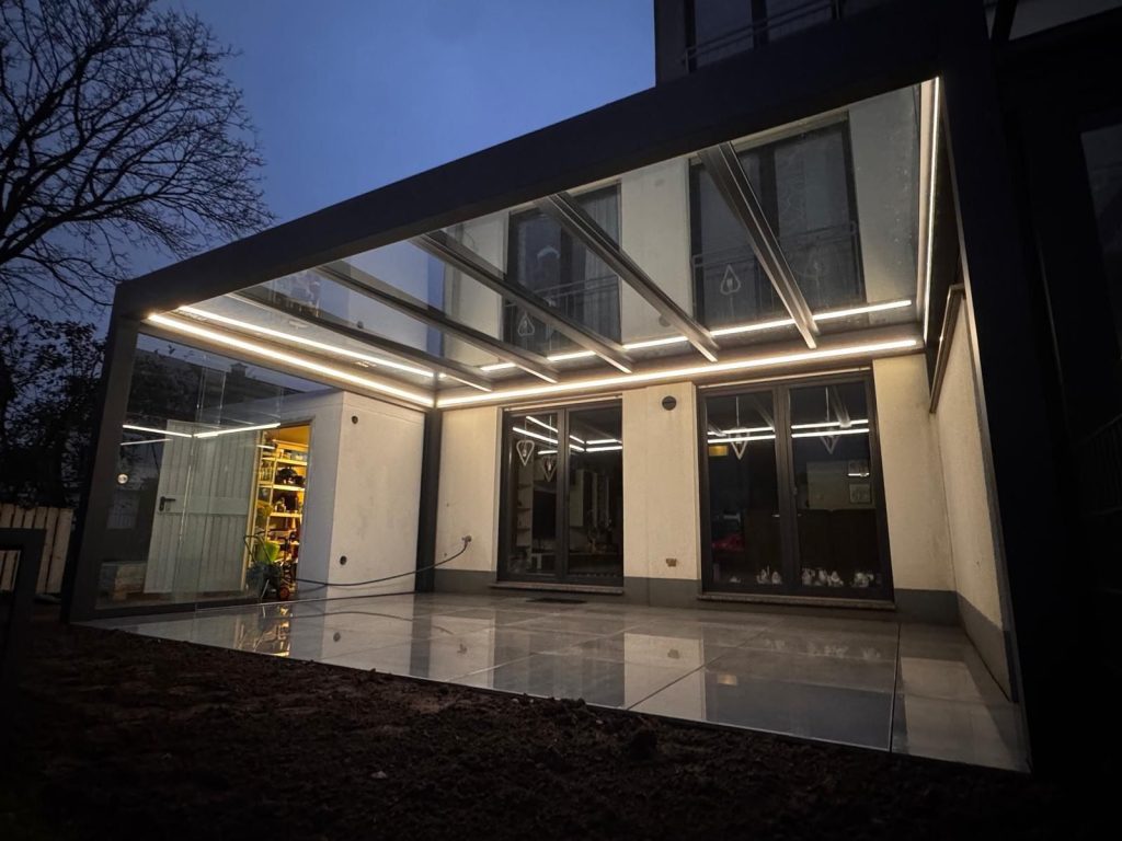 Taras 6 m, dach szkło, oświetlenie led