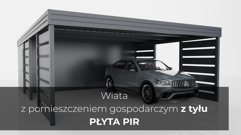 wiata z pomieszczeniem gospodarczym z tyłu PIR