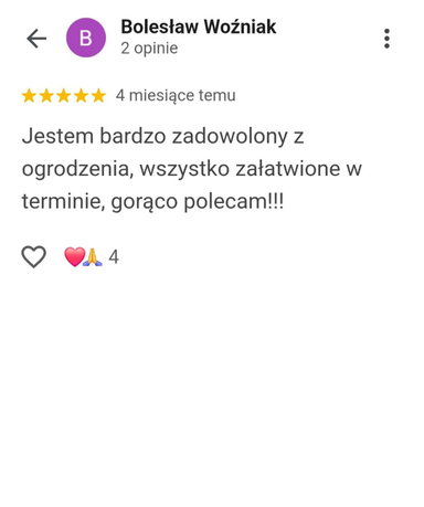 Opinie Google Marciniak Ogrodzenia