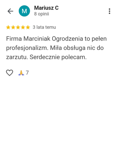 Opinie Google Marciniak Ogrodzenia