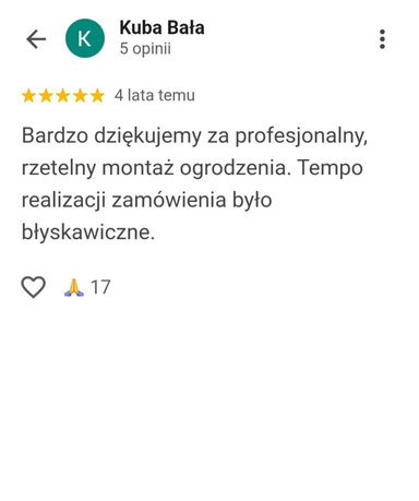 Opinie Google Marciniak Ogrodzenia