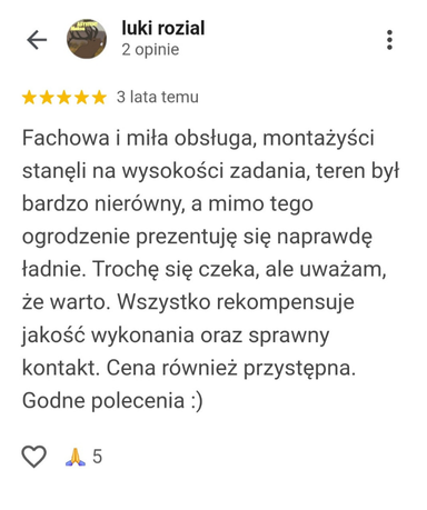 Opinie Google Marciniak Ogrodzenia